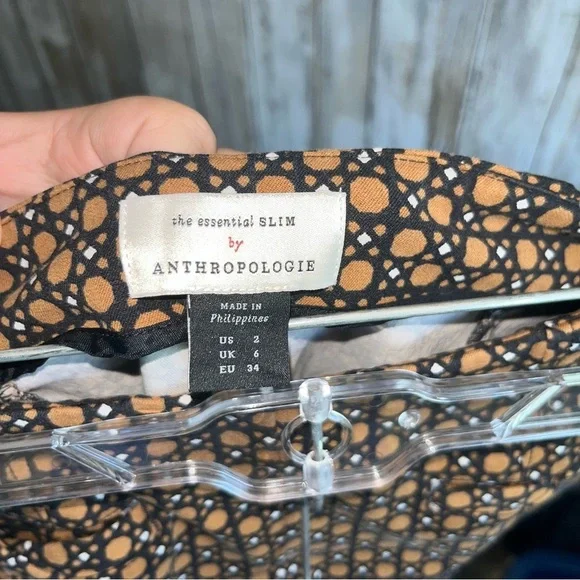 Anthropologie The Essential Slim In Brown Motif Pants - Picture 7 of 7